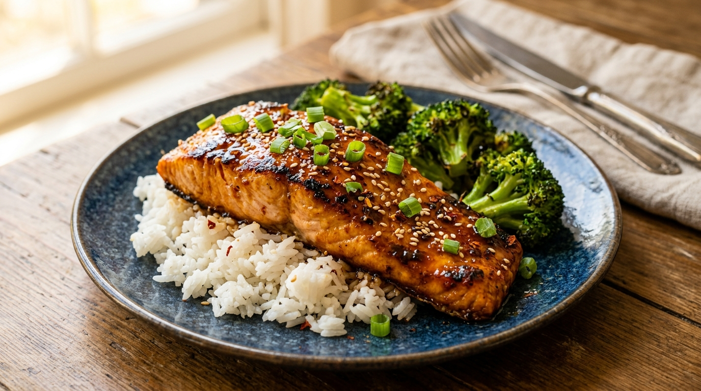 15-minute air fryer honey garlic salmon with sticky caramelized glaze, crispy